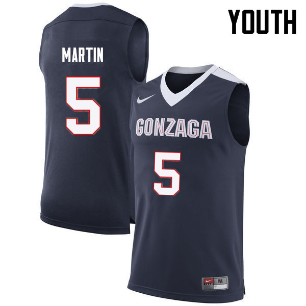 Youth Gonzaga Bulldogs #5 Alex Martin College Basketball Jerseys Sale-Navy - Click Image to Close